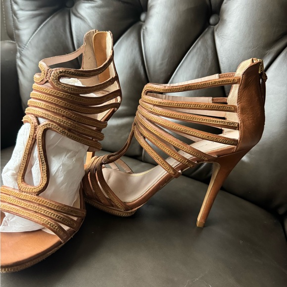 Elie Tahari heels strappy brown stiletto - Picture 8 of 10
